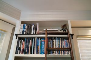 library cabinetry integrated into the home